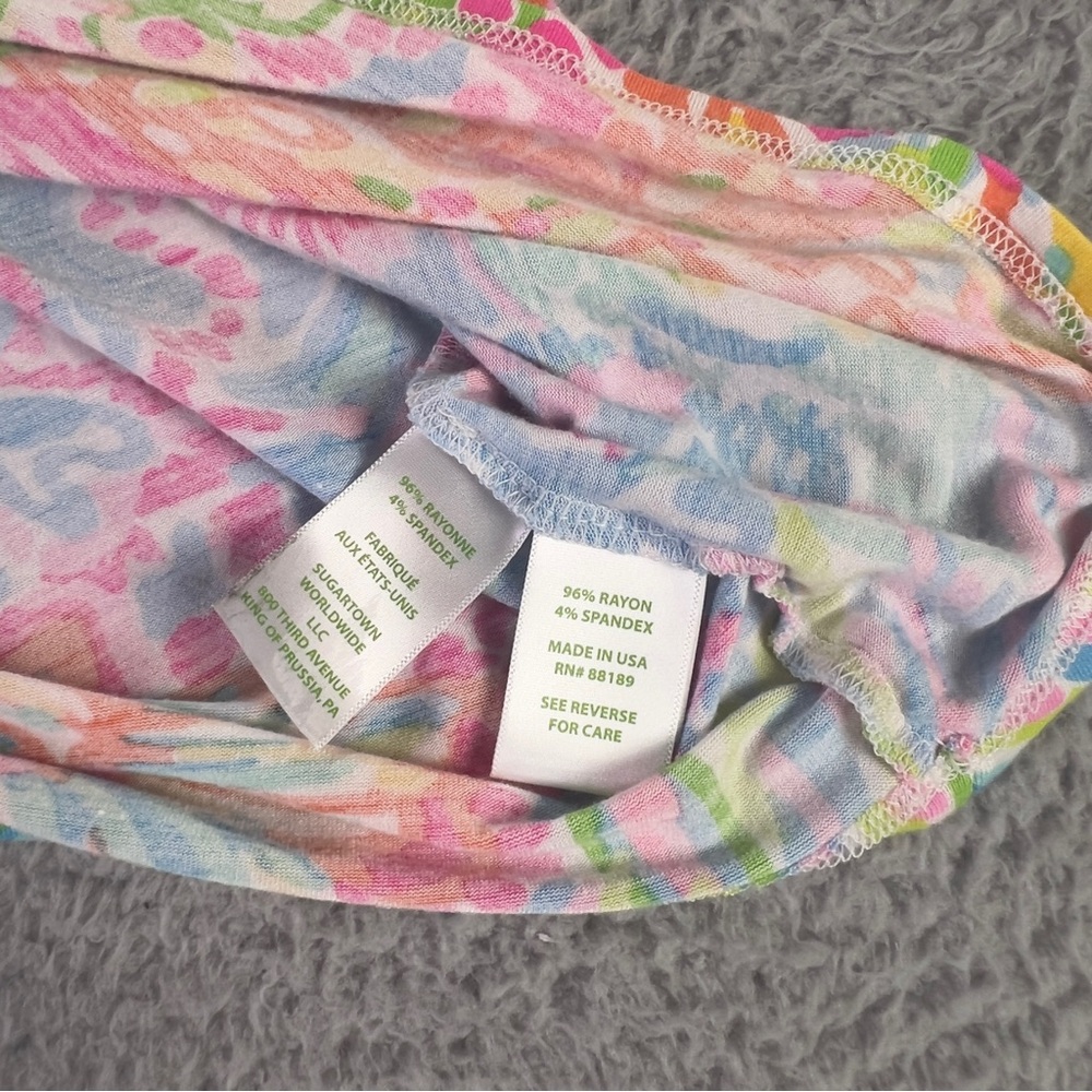 Lilly Pulitzer Off the Shoulder Top Womens XS Lovers Coral Stretch Colorful - Picture 4 of 6